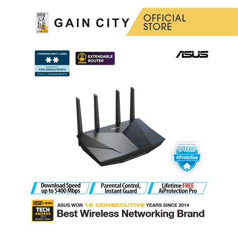 ASUS ROUTER/Mesh/574+2402+4804Mbps/2.4/5GHz-1/5GHz/Cvgup to264 Sqm/1xWAN/3xLAN/AiMesh/AiProtPro/VPN/InstantGuard/90IG0740-MO3B60
